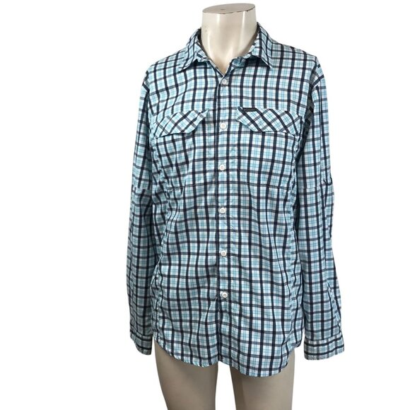 COLUMBIA - MEN'S MEDIUM -BLUE LONG SLEEVE BUTTON VENTED SHIRT W/ POCKETS - Picture 1 of 5